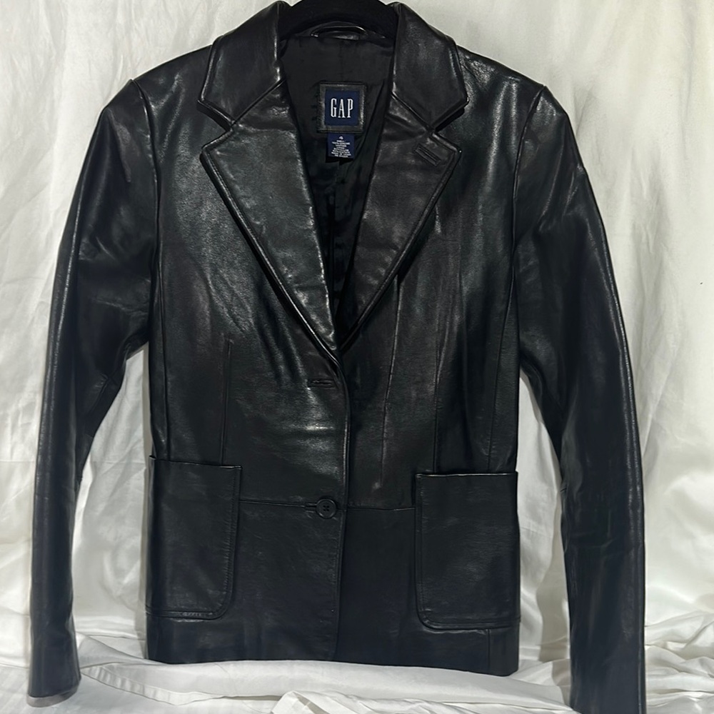 COPY - GAP Classic Black Leather Jacket